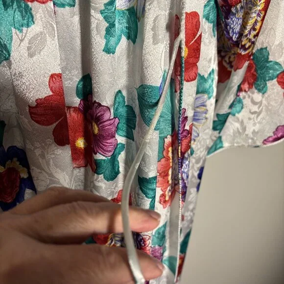 Mary McFadden For Neiman Marcus Vintage Floral Kimono Robe and Night Gown Set - Picture 7 of 16